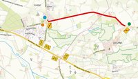 Dieser Kartenauschnitt zeigt die gesperrte Straße Am Postdamm sowie die Umleitungsstrecken.