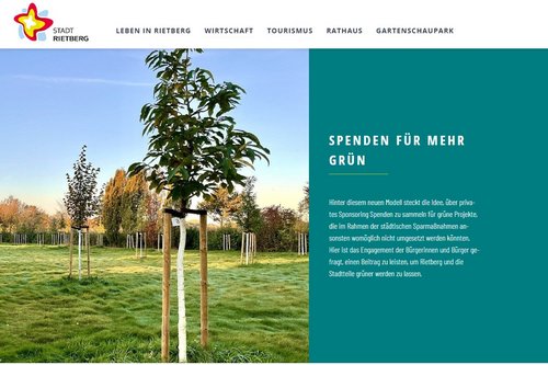 Die Webseite der Stadt Rietberg ist zu sehen.
